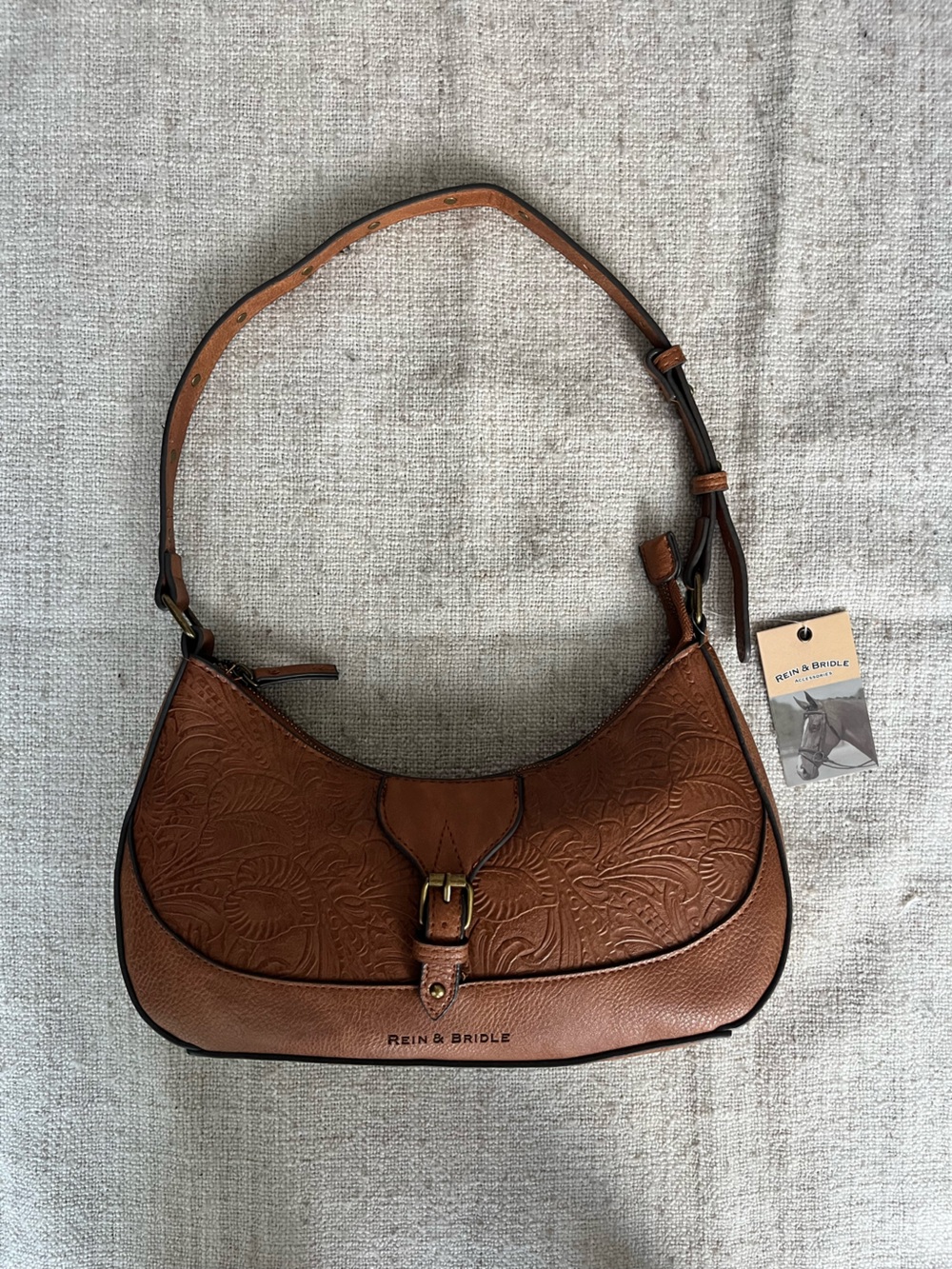 Leather Shoulder Bag in Brown Rein & Bridle